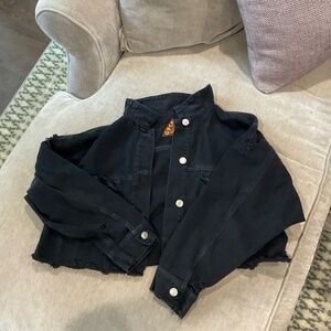 Cropped Black Jean Jacket size M/L